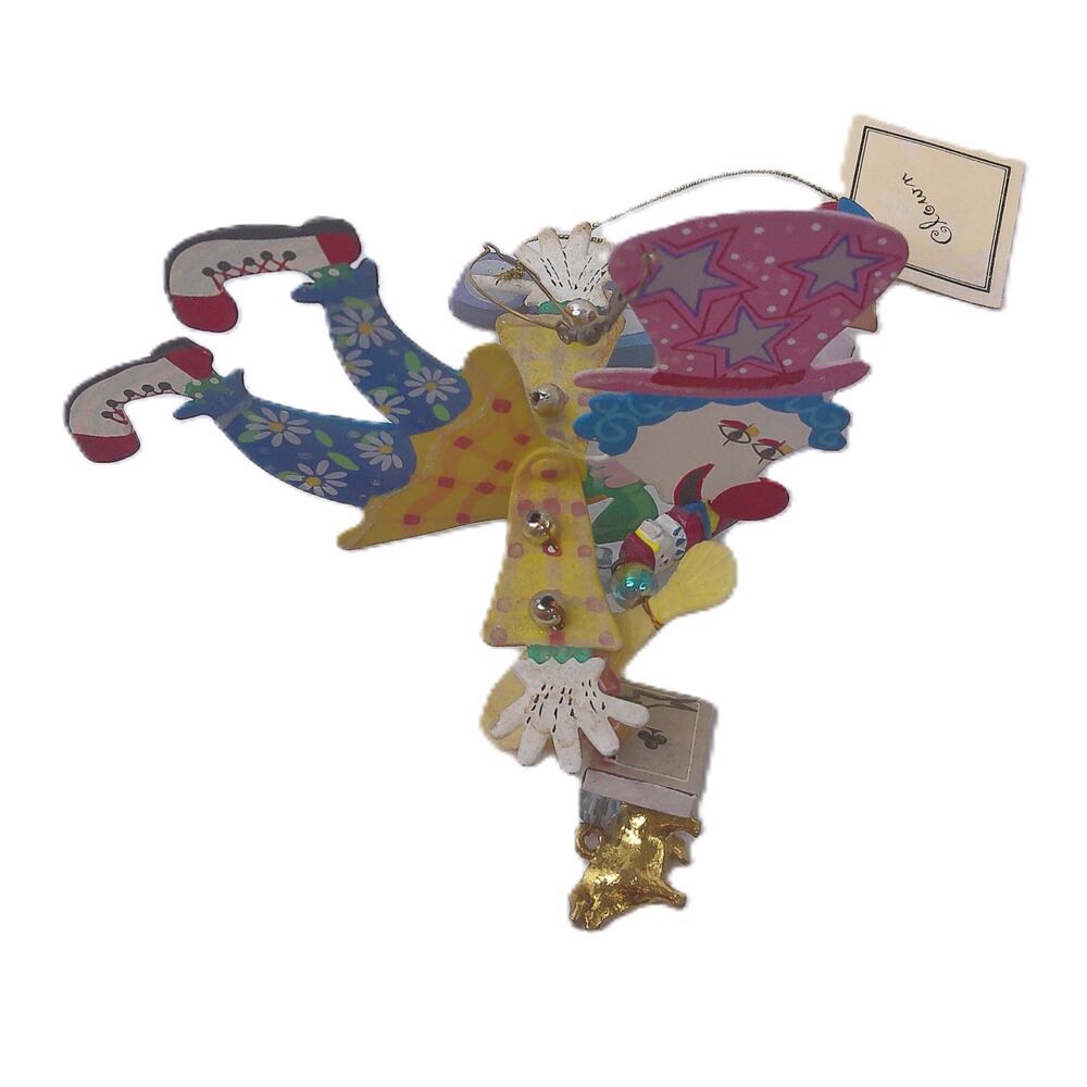 Vintage Silvestri Fanciful Flights Karen Rossi Clown Christmas Ornament